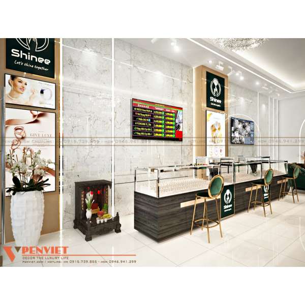 Thiết kế tiệm vàng Shinee 2 phong cách Luxury sang trọng, thời thượng 